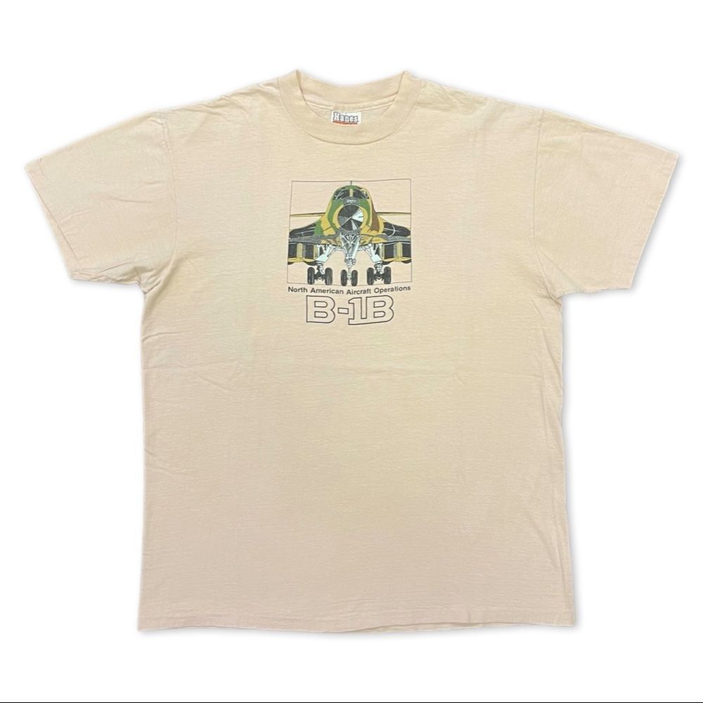 Vintage 1980’s North American Aircraft Operations B-1B Graphic T-Shirt Tan XL